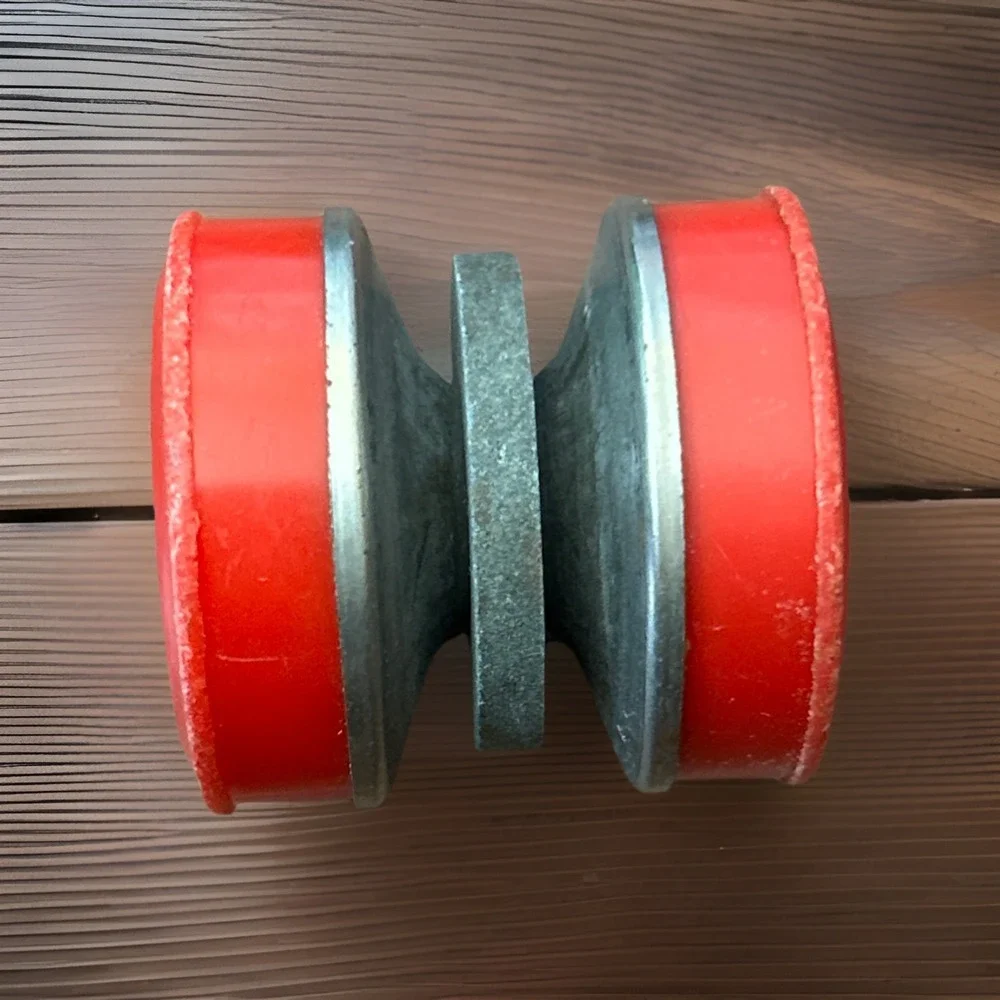 ROBO Jr Rolling Knife Blade Sharpener Mid Century Vintage Red Round USA